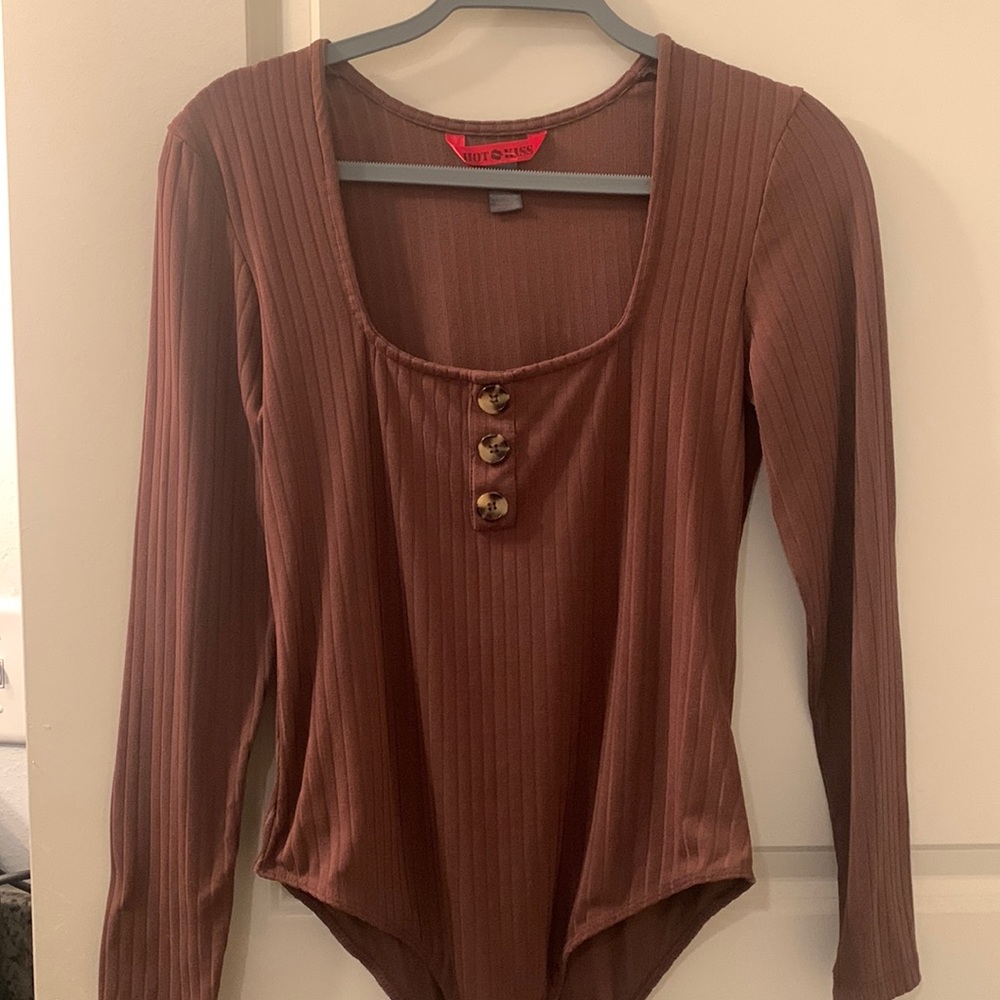 Long Sleeve Brown Bodysuit